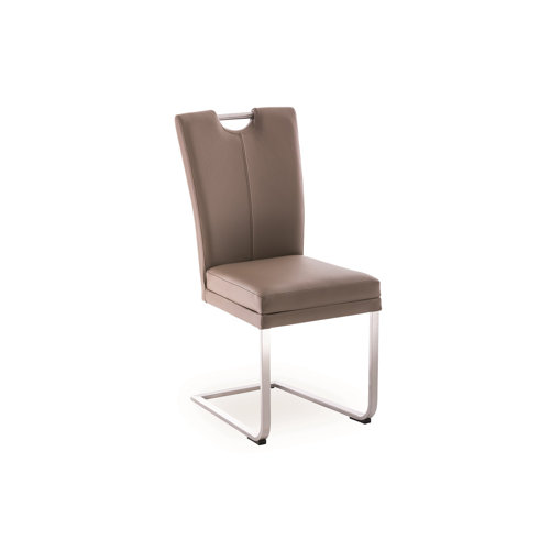 Freischwinger Naydine mit Echtleder Ebern Designs Polsterfarbe: Gelbbraun Freischwinger Naydine mit Echtleder Ebern Designs Polsterfarbe: Gelbbraun